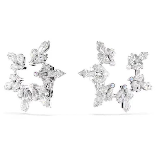 Idyllia clip earrings, Mixed cuts, Snowflake