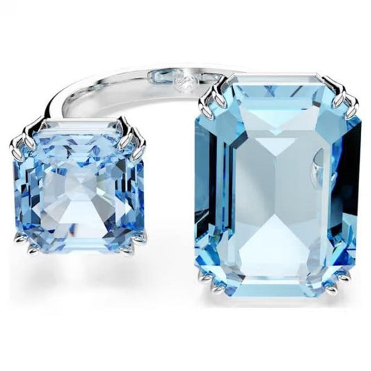 Millenia open ring, Octagon, Blue, Rhodium, S52