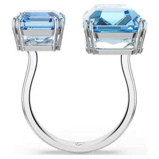 Millenia open ring, Octagon, Blue, Rhodium, S52