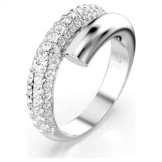 Dextera ring, White, Rhodium plated, S50
