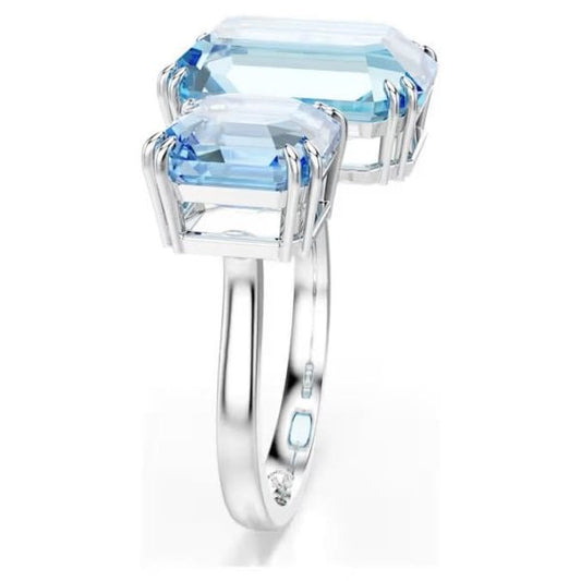 Millenia open ring, Octagon, Blue, Rhodium, S58