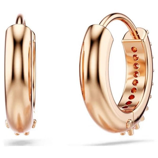 Matrix hoop earrings, Round cut, White, Rose gold