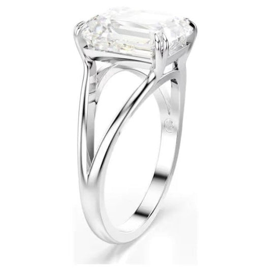 Stilla cocktail ring, Octagon, White, Rhodium, S58