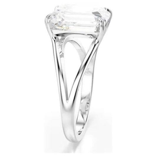 Stilla cocktail ring, Octagon, White, Rhodium, S58
