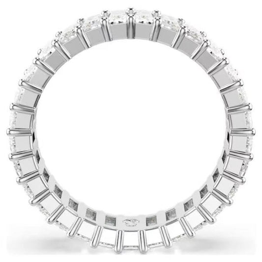 Matrix ring, Baguette cut, White, Rhodium, Size 58