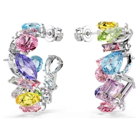 Gema hoop earrings, Mixed cuts, Small