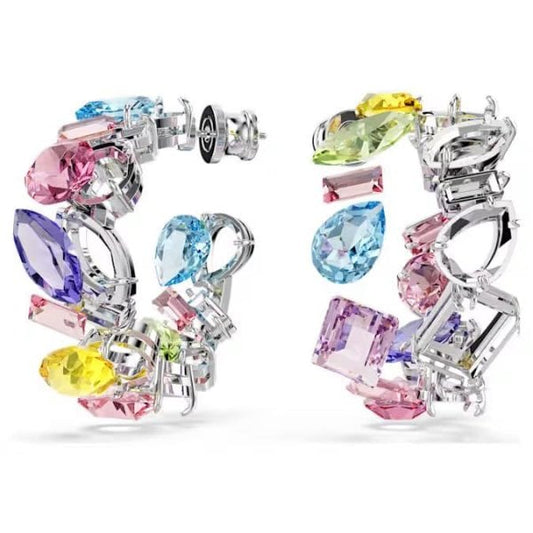 Gema hoop earrings, Mixed cuts, Small