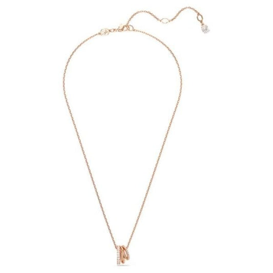 Hyperbola pendant, Mixed cuts, White, Rose gold