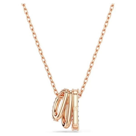 Hyperbola pendant, Mixed cuts, White, Rose gold