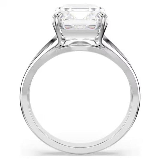 Stilla cocktail ring, Octagon, White, Rhodium, S52
