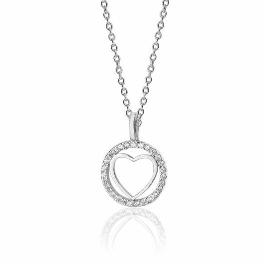 Heart Halo Style Cubic Zirconia Chain Pendant