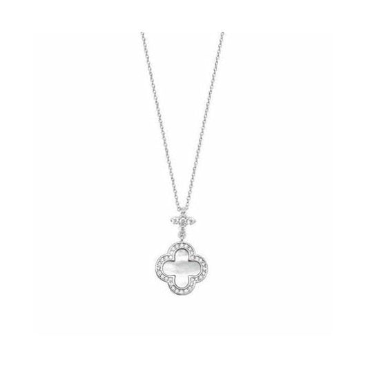 Silver Mother of Pearl Pendant - CZ Clover