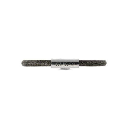 GUCCI Trademark Silver & Black Canvas Bracelet