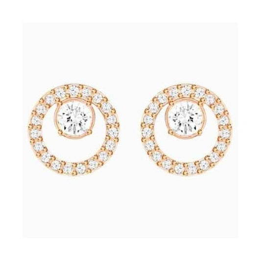 Creativity Stud Earrings Circular, White, Rose-gold tone plated