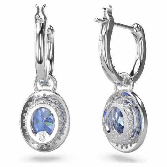 Constella drop earrings, Oval cut, Blue, Rhodium