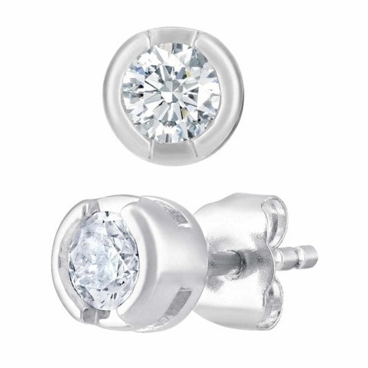9ct Rub Set Third Carat Diamond Earrings