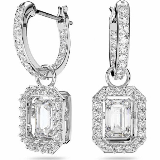 Millenia drop earrings, Octagon cut, White