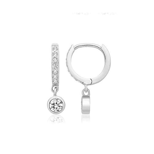 Ladies Silver Huggy Drop Earrings