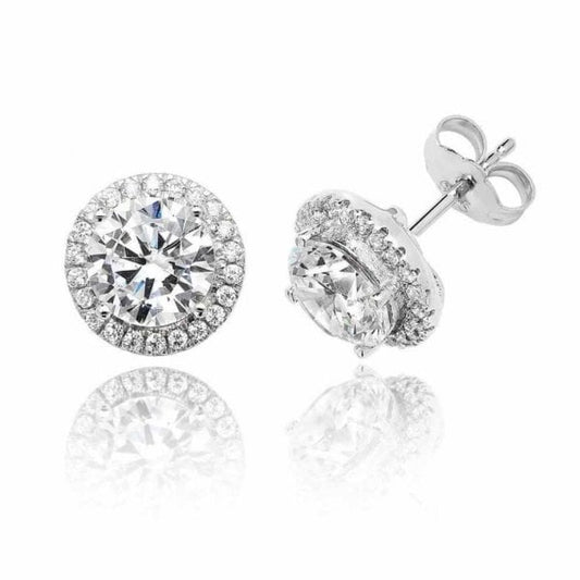 Claw Set Halo Style Cubic Zirconia Earrings