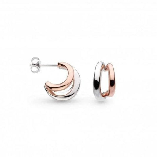 Bevel Cirque Link Blush Double Semi Hoop Studs