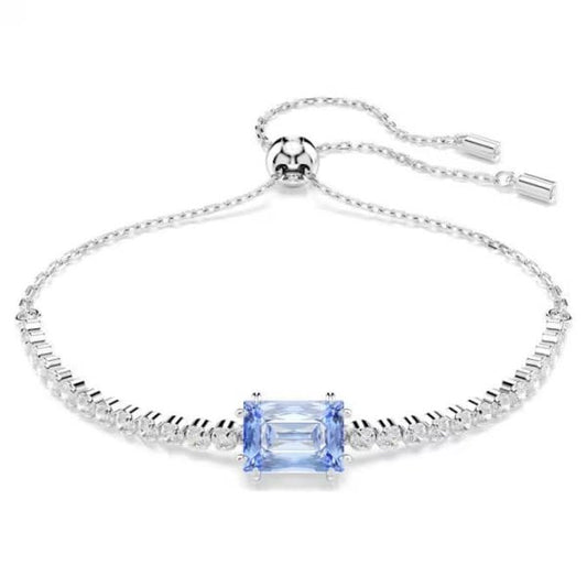 Matrix Tennis bracelet, Mixed, Blue, Rhodium, M
