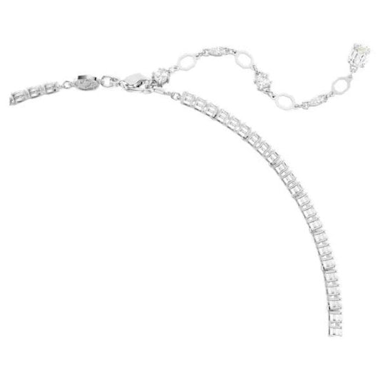 Matrix Y necklace, Mixed cuts, White, Rhodium