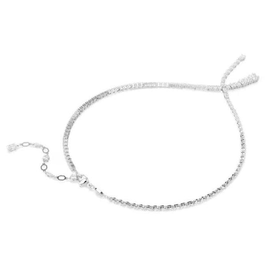 Matrix Y necklace, Mixed cuts, White, Rhodium