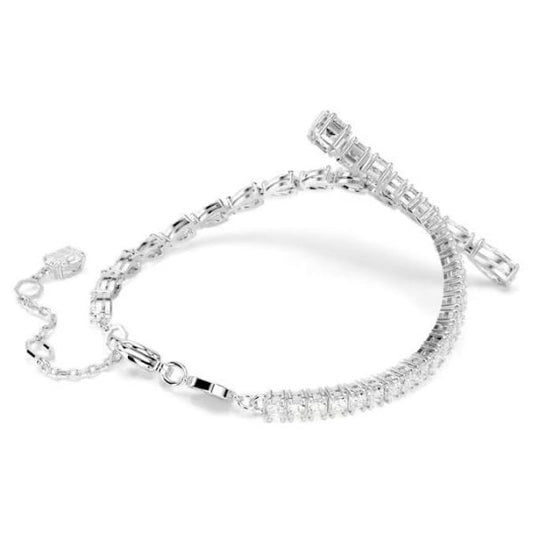 Matrix bracelet, Mixed cuts, White, Rhodium plated