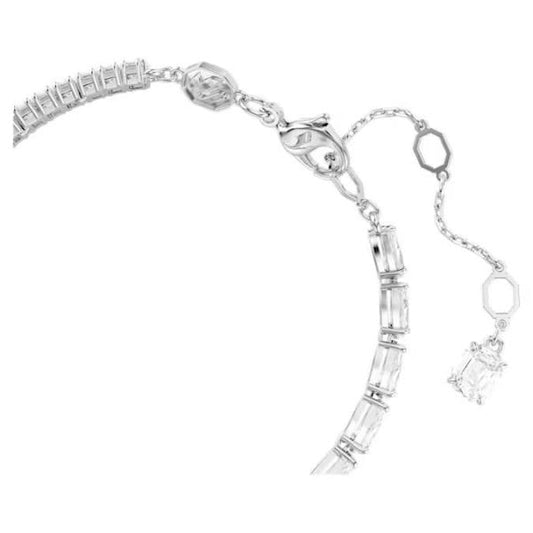 Matrix bracelet, Mixed cuts, White, Rhodium plated
