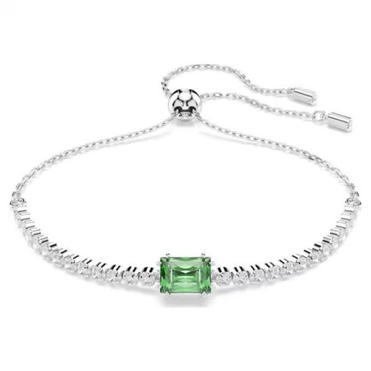 Matrix Tennis bracelet, Mixed, Green, Rhodium, M