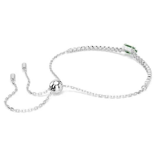 Matrix Tennis bracelet, Mixed, Green, Rhodium, M