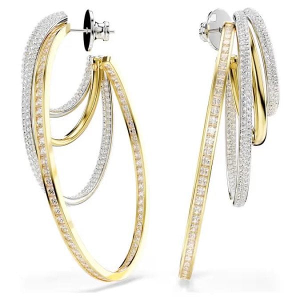 Hyperbola hoop earrings, Mixed cuts, Large, White
