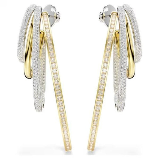 Hyperbola hoop earrings, Mixed cuts, Large, White