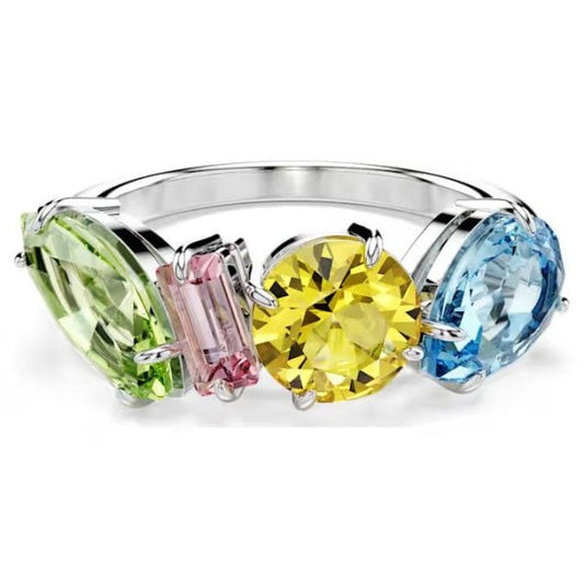 Gema ring, Mixed cuts, Multicoloured, Rhodium, S50