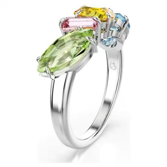 Gema ring, Mixed cuts, Multicoloured, Rhodium, S50