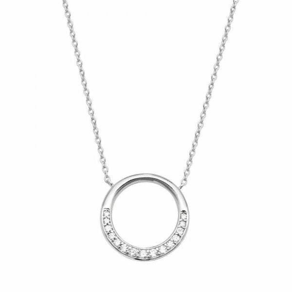Partial Set Halo Circle Cubic Zirconia Pendant