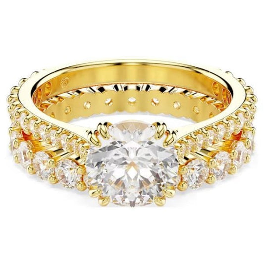 Stilla ring, Round cut, White, Gold-tone, S52