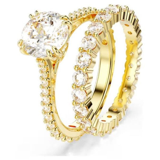 Stilla ring, Round cut, White, Gold-tone, S52