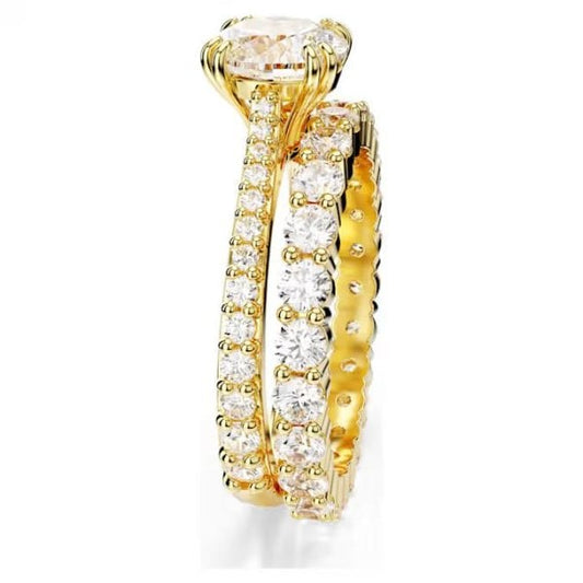 Stilla ring, Round cut, White, Gold-tone, S52