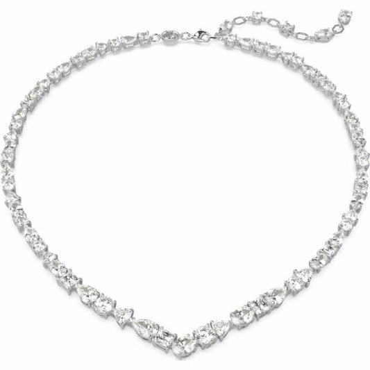 Mesmera necklace, Mixed cuts, White, Rhodium