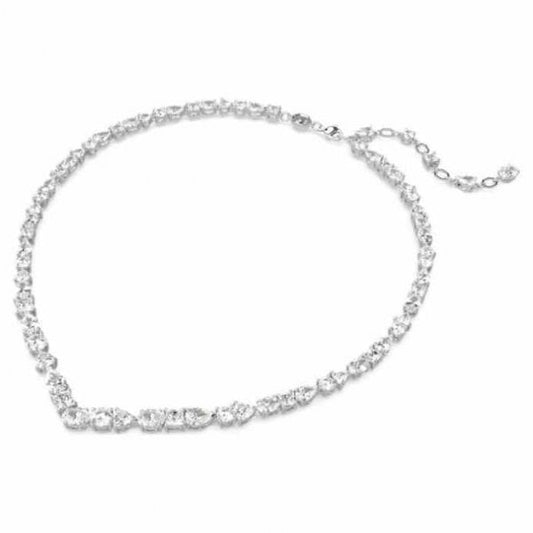 Mesmera necklace, Mixed cuts, White, Rhodium