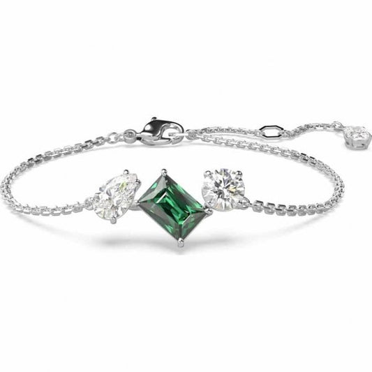 Mesmera bracelet, Mixed cuts, Green, Rhodium
