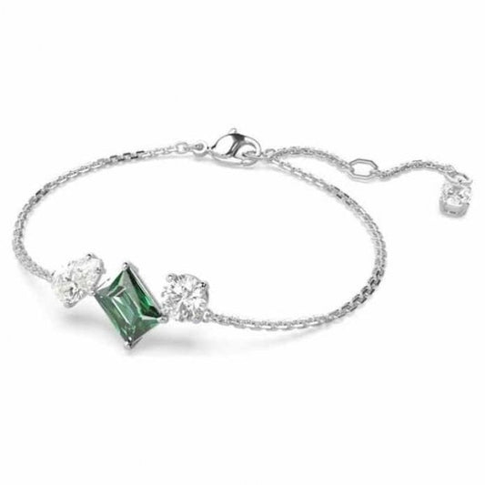 Mesmera bracelet, Mixed cuts, Green, Rhodium