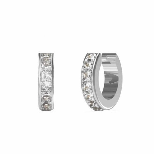 Rhodium Plated Steel Crystal Hoop Earrings