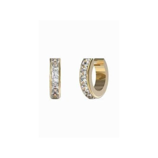 Gold and pave huggie earrings