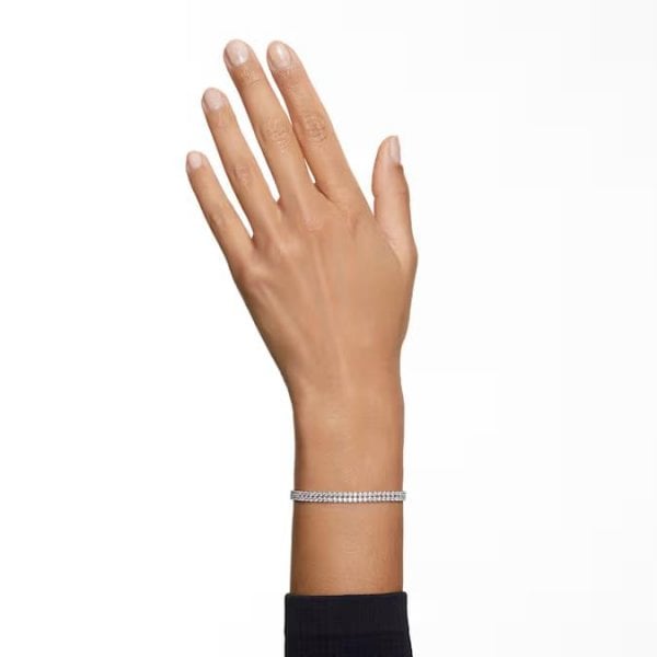 Subtle Bracelet, White, Rhodium plated