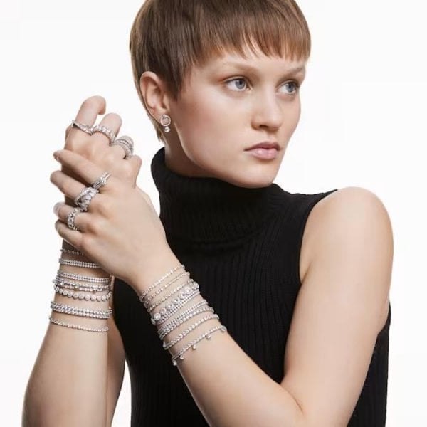 Subtle Bracelet, White, Rhodium plated