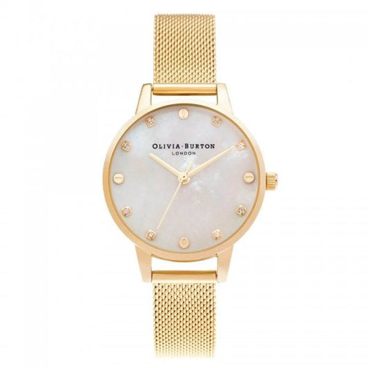 Classics 30mm White & Gold Mesh Watch