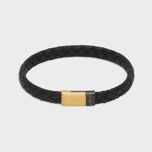 Gents Black Leather Bracelet 21cm