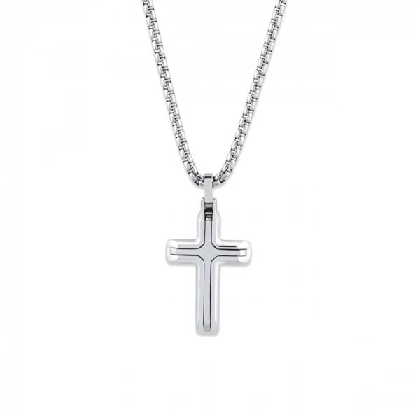 Gents Stainless Steel Cross Pendant and Chain 50cm